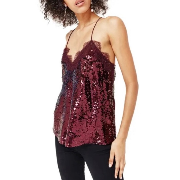CAMI NYC The Racer Sequin Camisole Oxblood Size Large - Picture 5 of 12